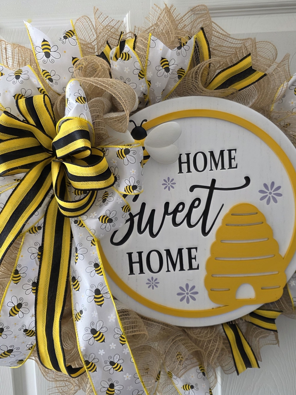 Home Sweet Home Bee Wreath - Yellow & Black